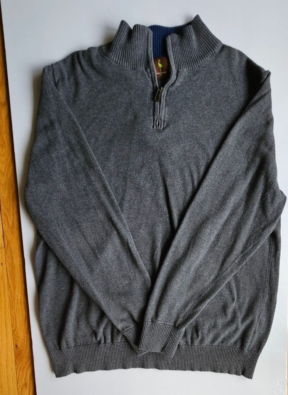 Tailorbyrd Quarter Zip Fine Knit 100% Cotton Pullover Sweater, Gray, Sz XLT